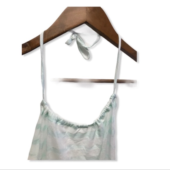 LF Mint Striped Sheer Open Back Halter Top | Size M - Picture 6 of 9
